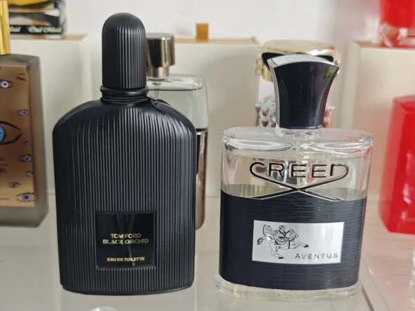 Vergleich zwischen Luxusparfum und einem hochwertigen Black Orchid Dupe: Unterschied in Duftölkonzentration und Mazeration.
