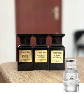 Optischer und preislicher Vergleich: Teures Luxusparfüm neben dem hochwertigen Tobacco Vanille Dupe Flakon.